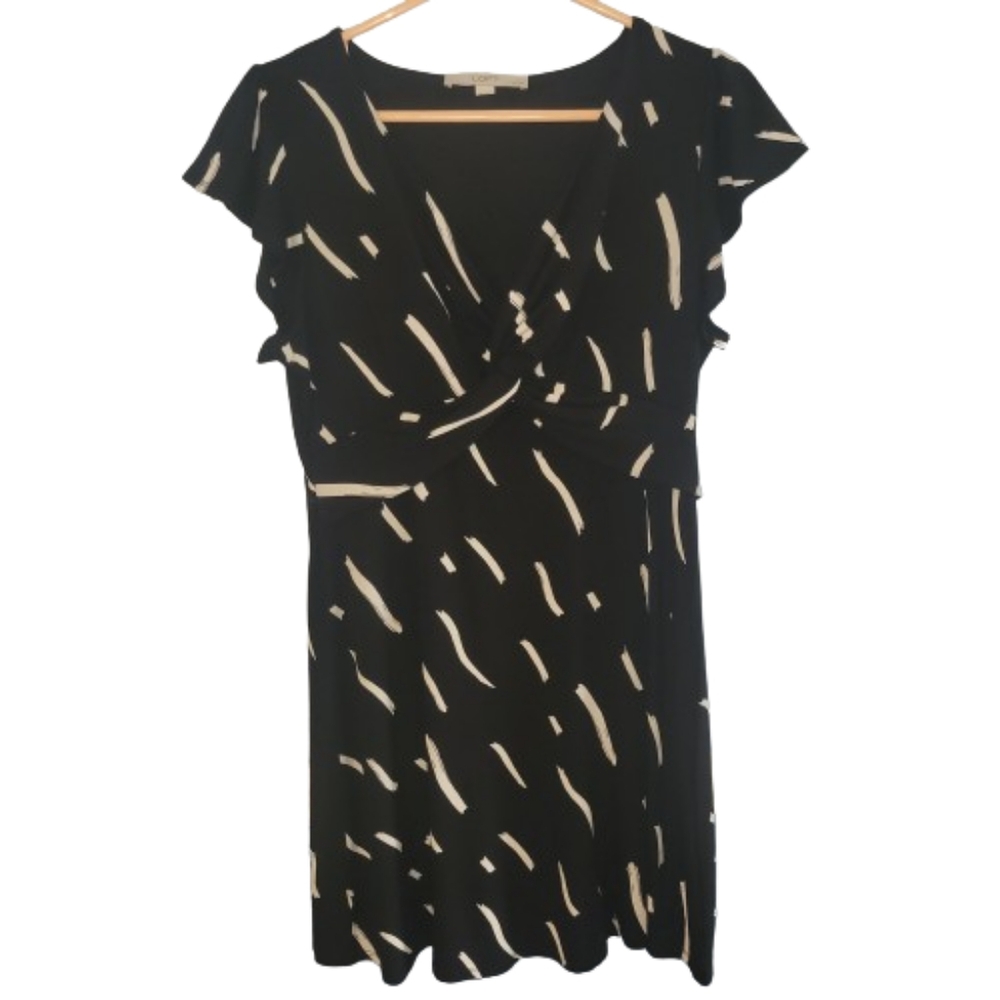 LOFT petites black and white short sleeved dress
